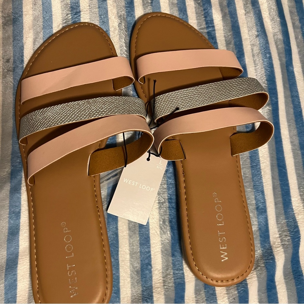 West Loop Pink and Gray Sandals